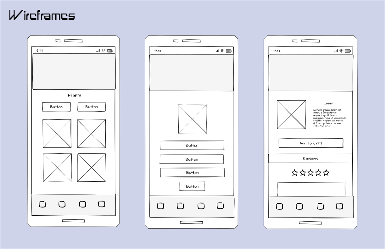 process geek boutique wireframes